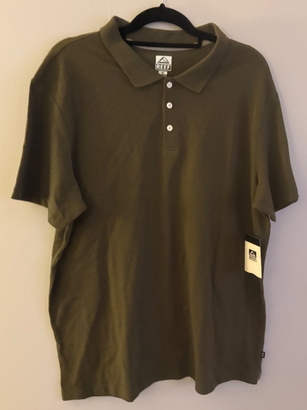NWT Reef Walsh Piqué Polo Shirt XL Olive Green Cotton Blend